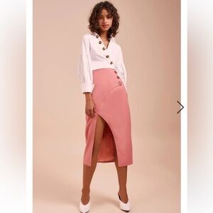 C/meo Collective definitive asymmetrical midi skirt with button detail
